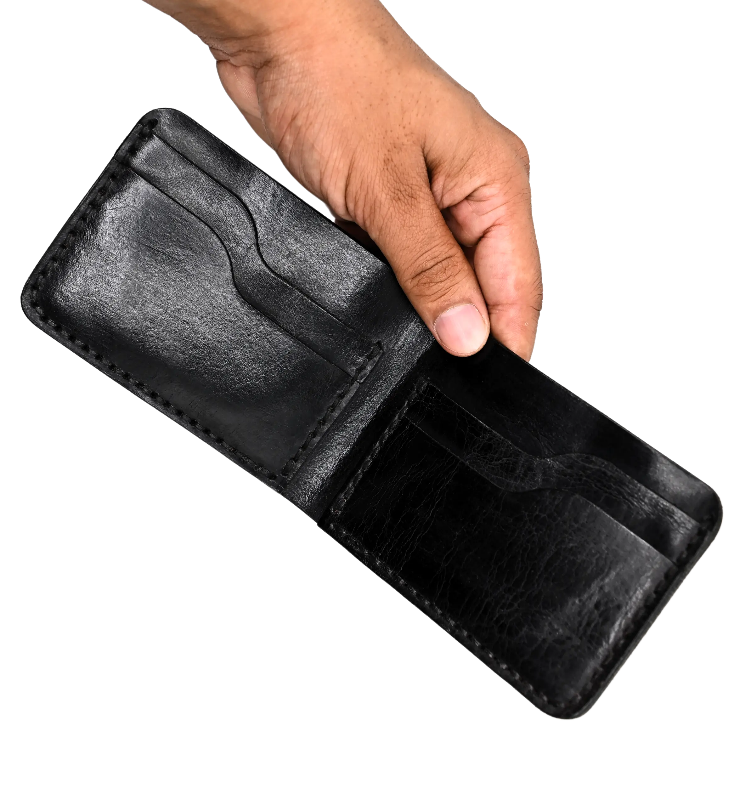 Leather black Wallet Front Pocket