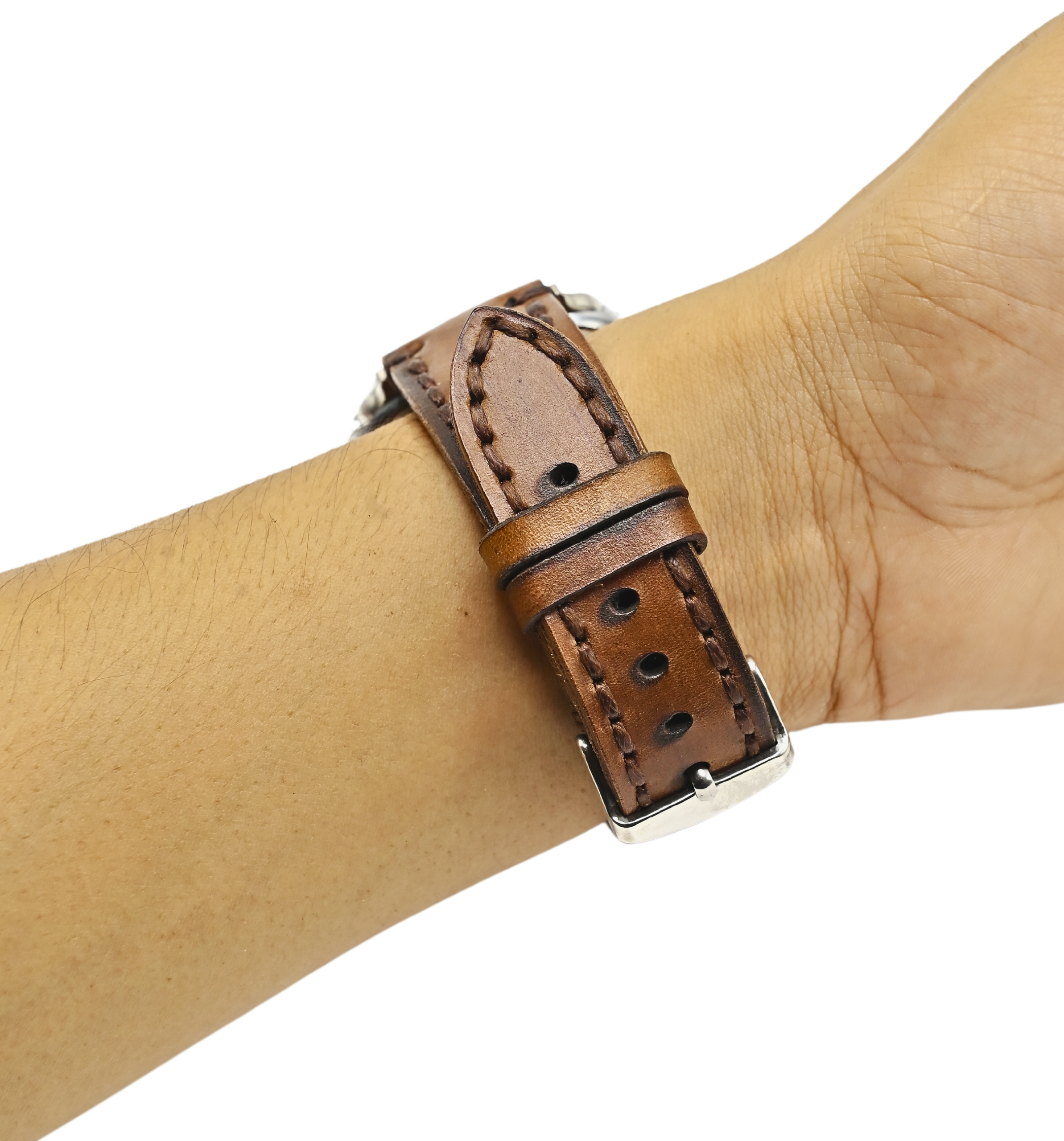 Leather Watch Straps tan Double stitch