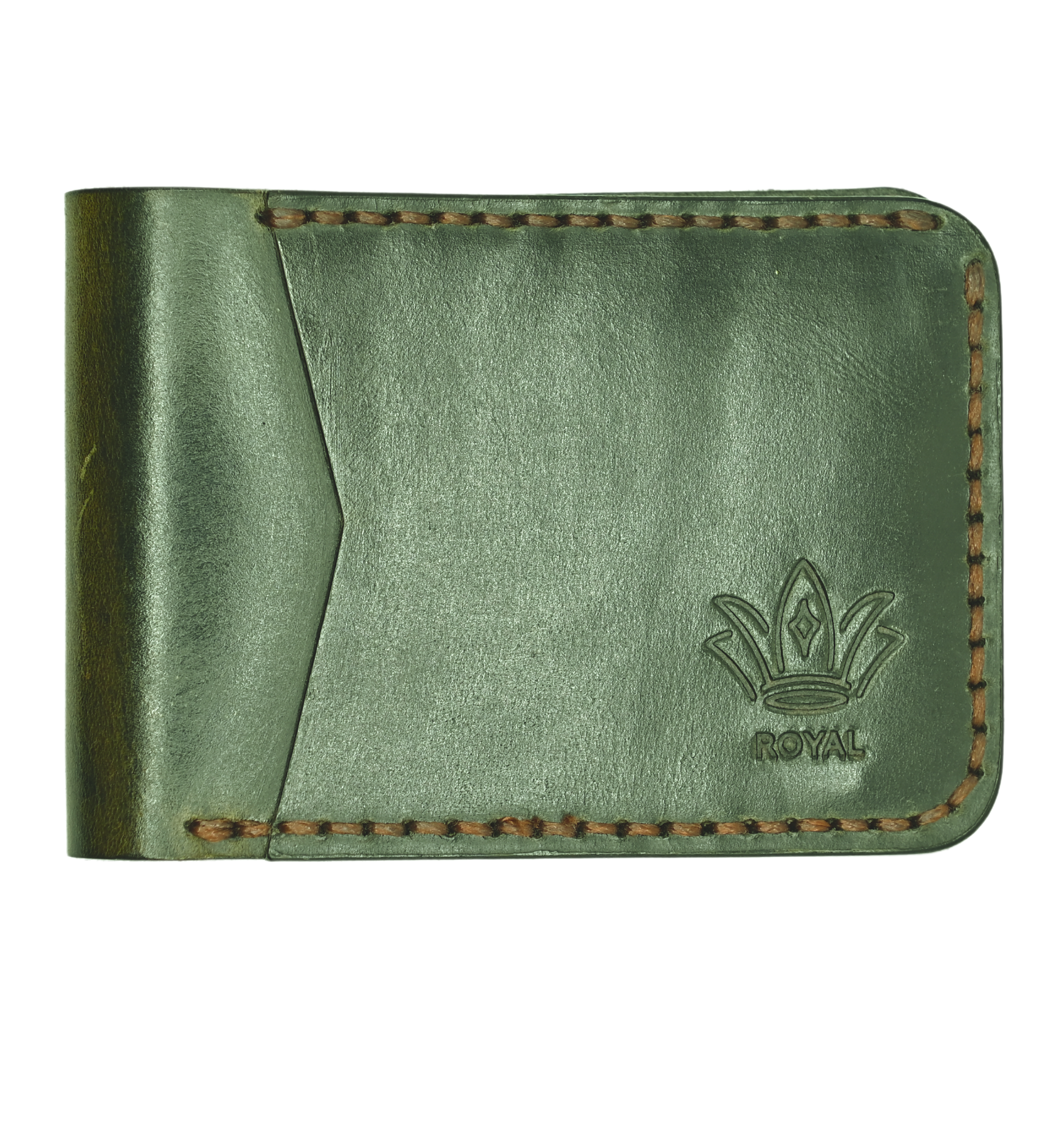 Leather green Wallet Front Pocket