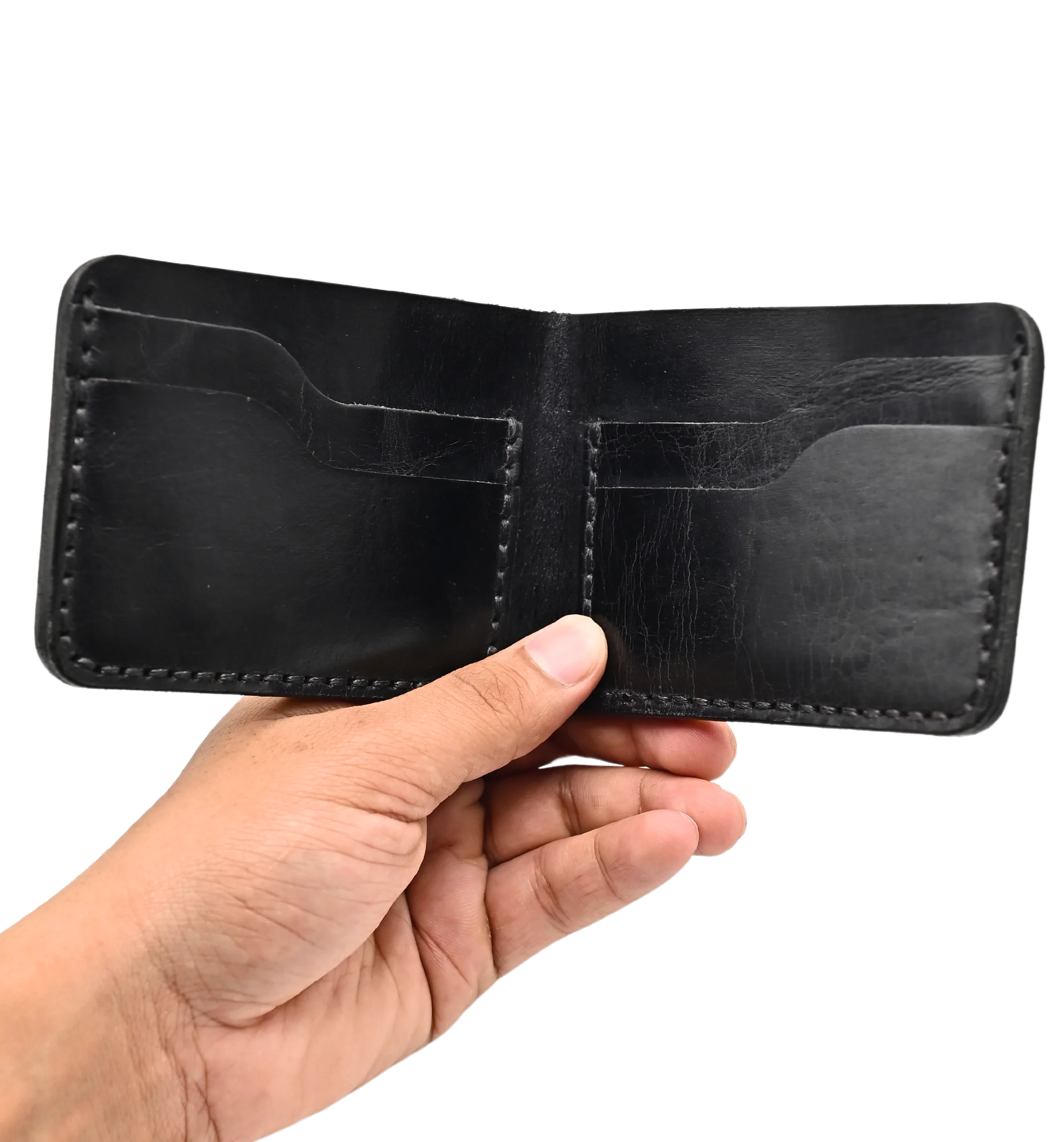 Leather black Wallet Front Pocket