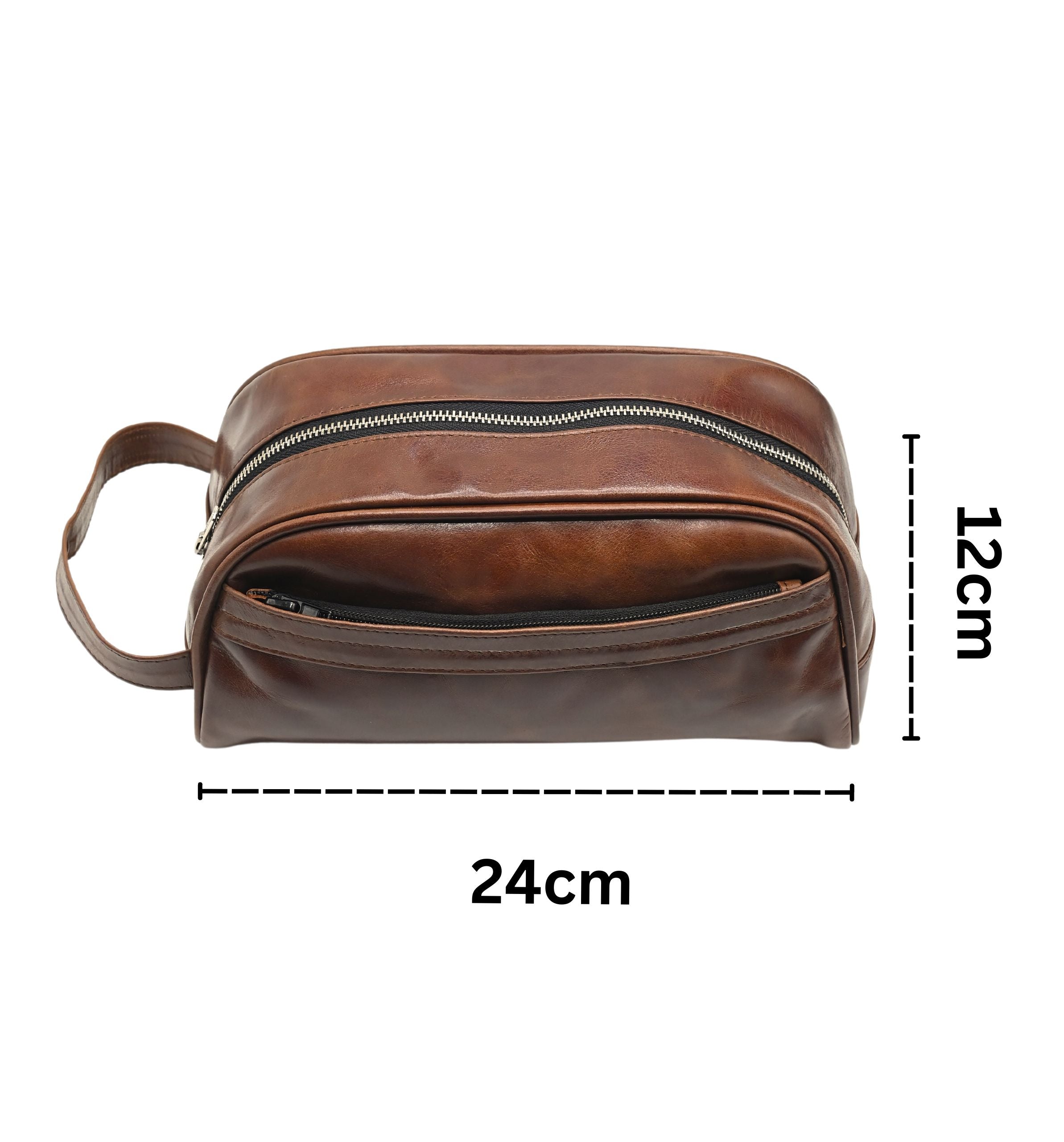 Leather Toilety Bags Dark Brown