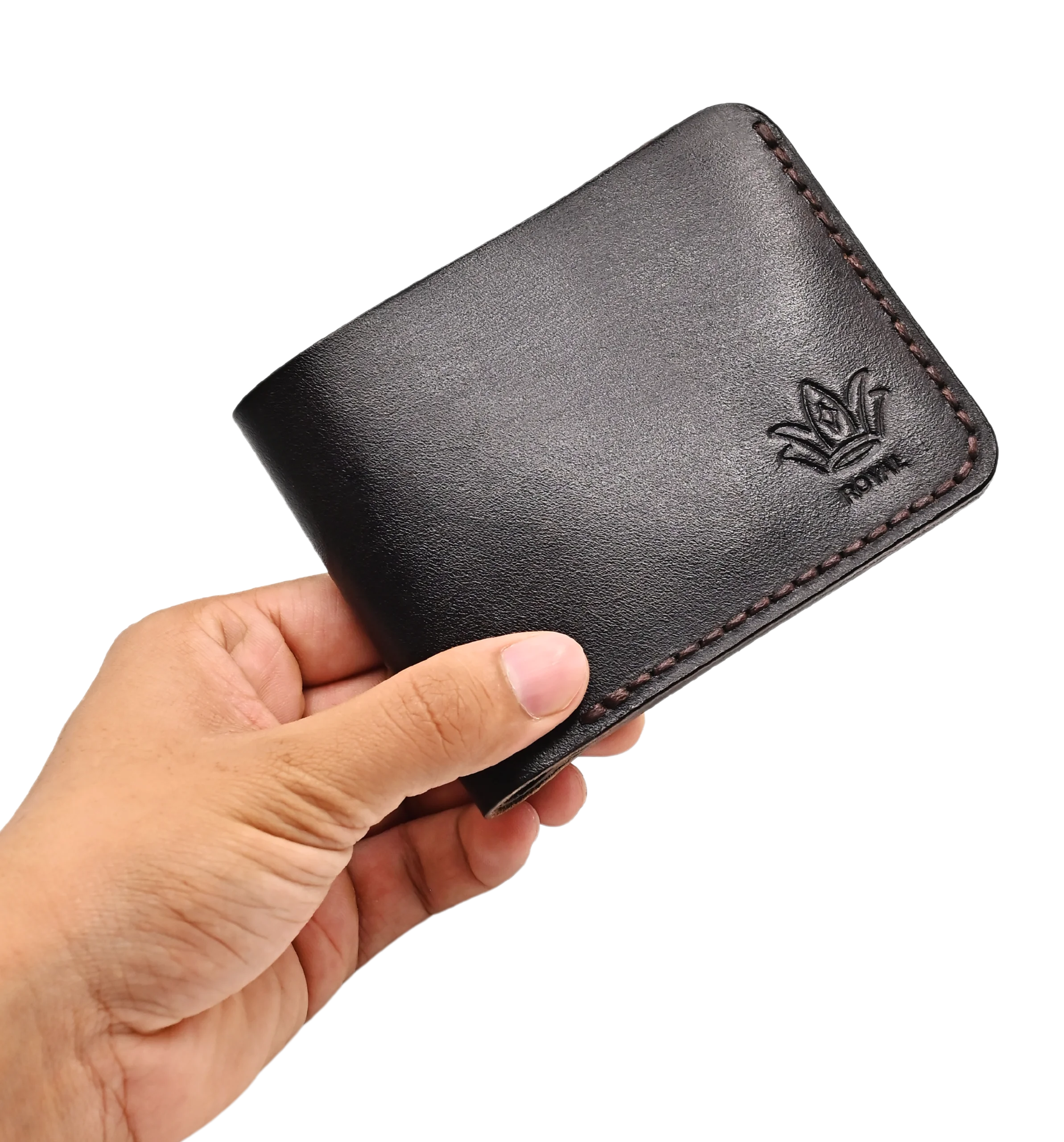 Leather brown wallet three pocket