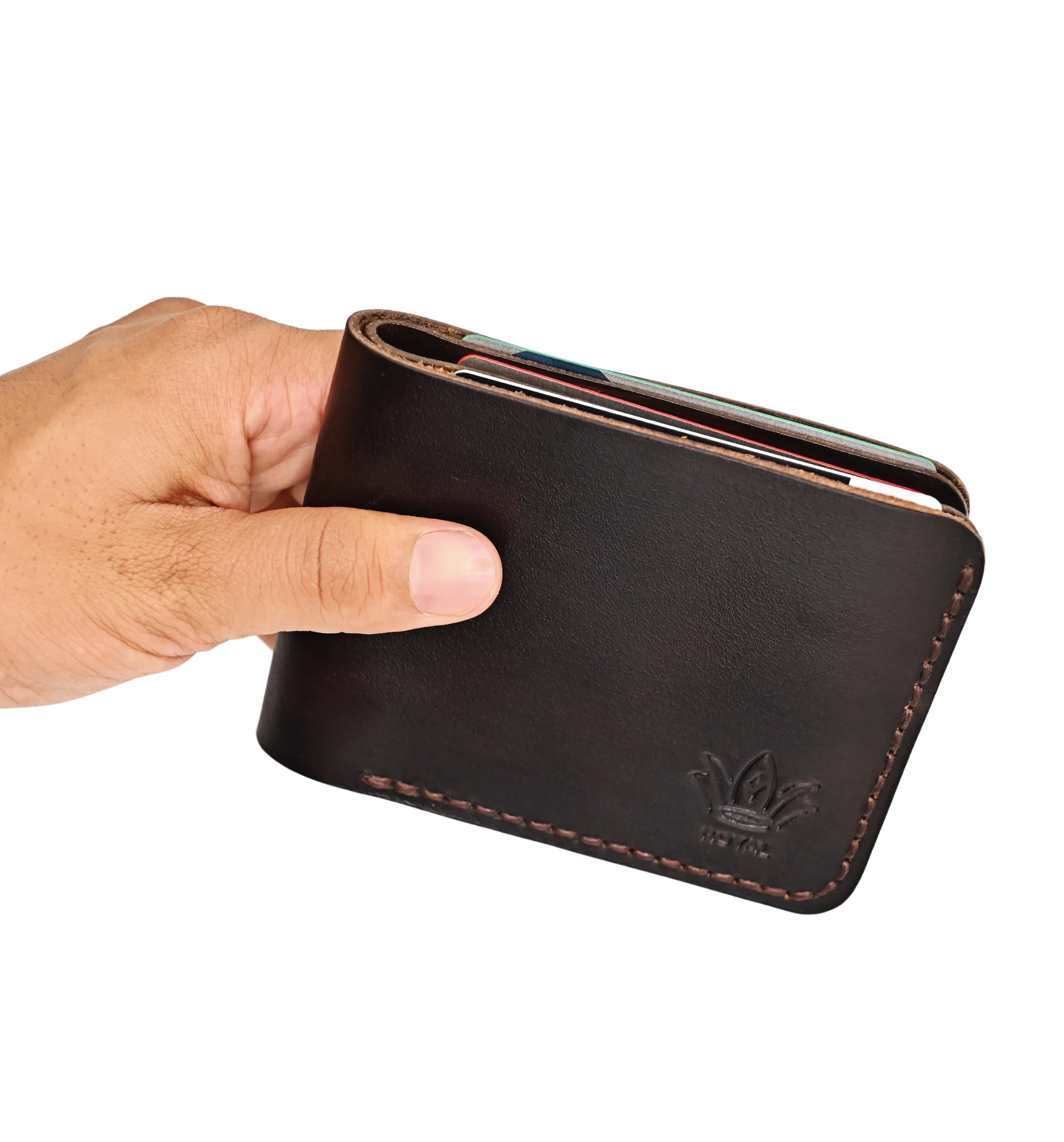 Leather brown wallet three pocket