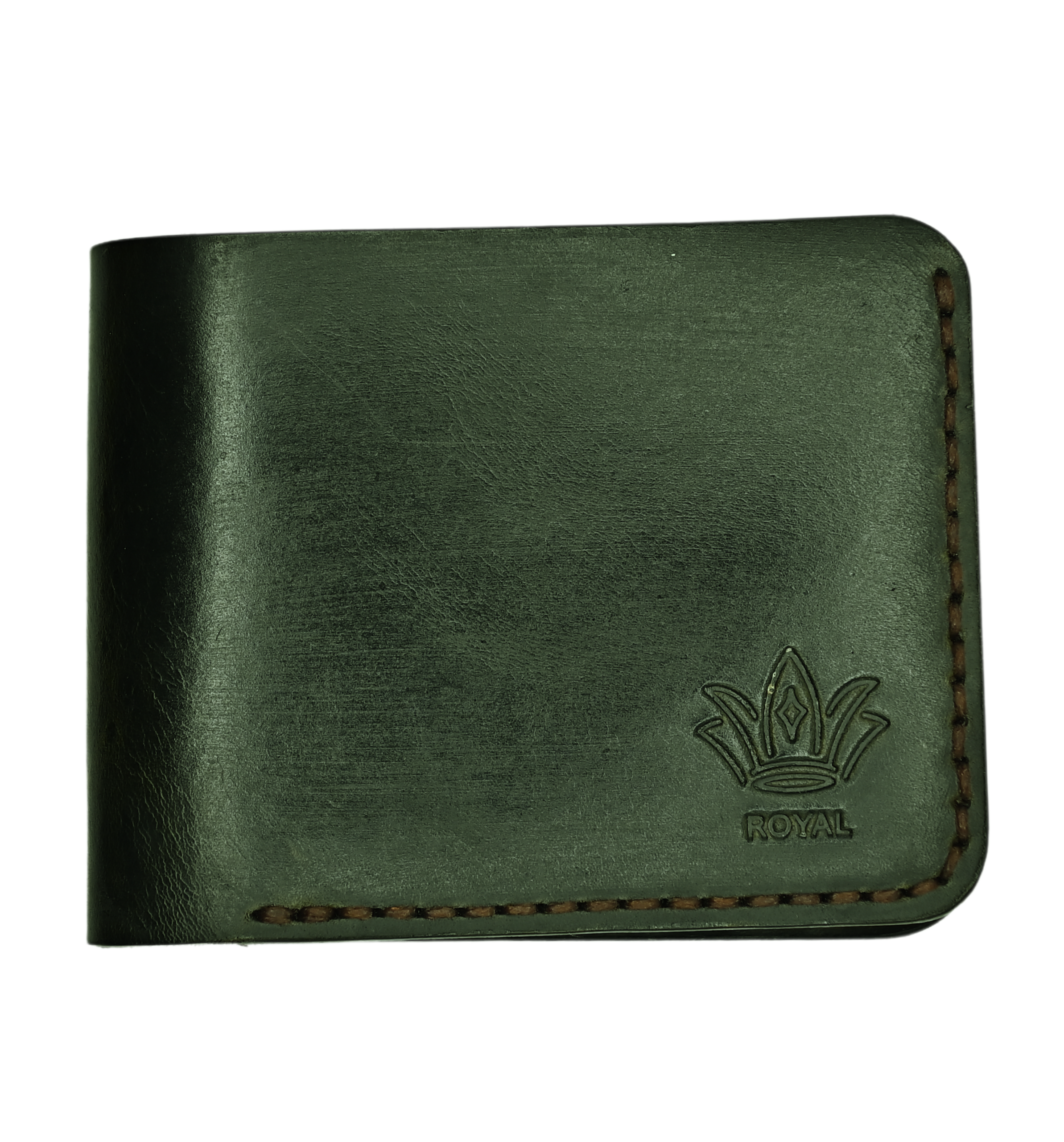 Leather green wallet three pocket